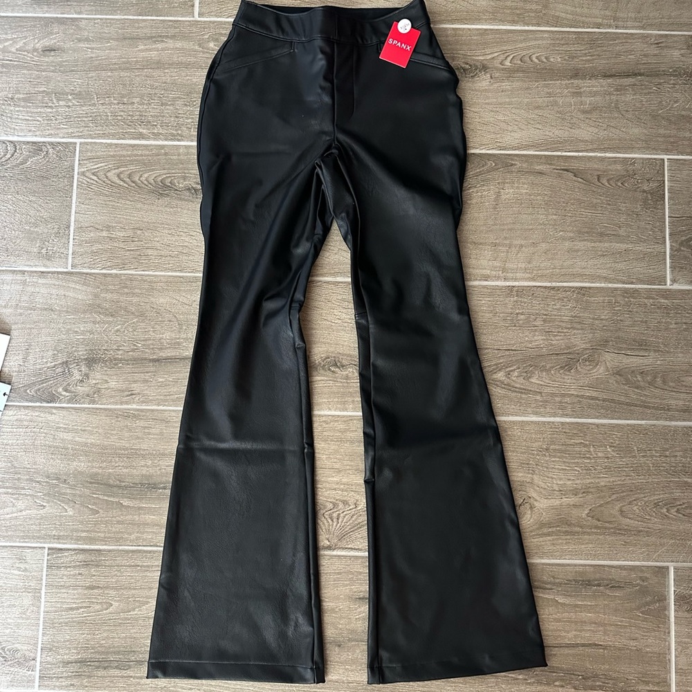 Spanx leather like flare pants. NWT small petite